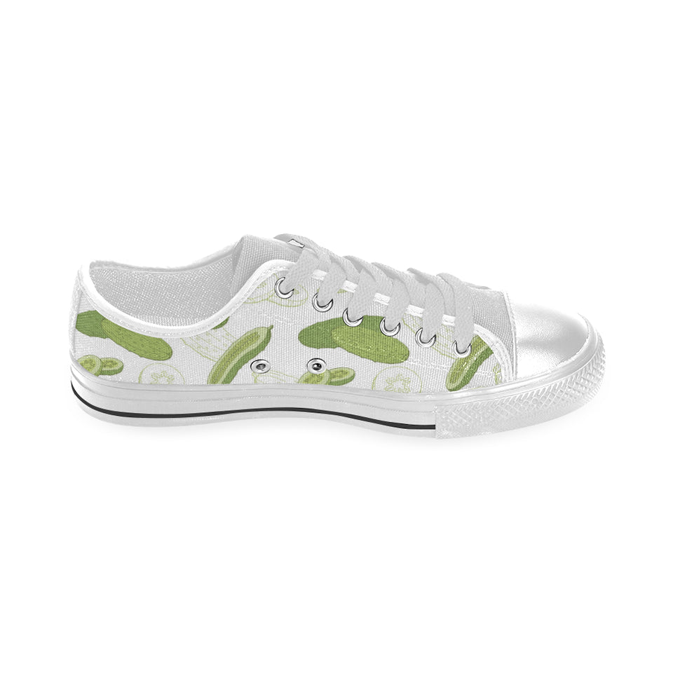 Cucumber sketch pattern Men's Low Top Canvas Shoes White