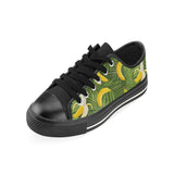 Banana Palm Leaves pattern Men's Low Top Canvas Shoes Black