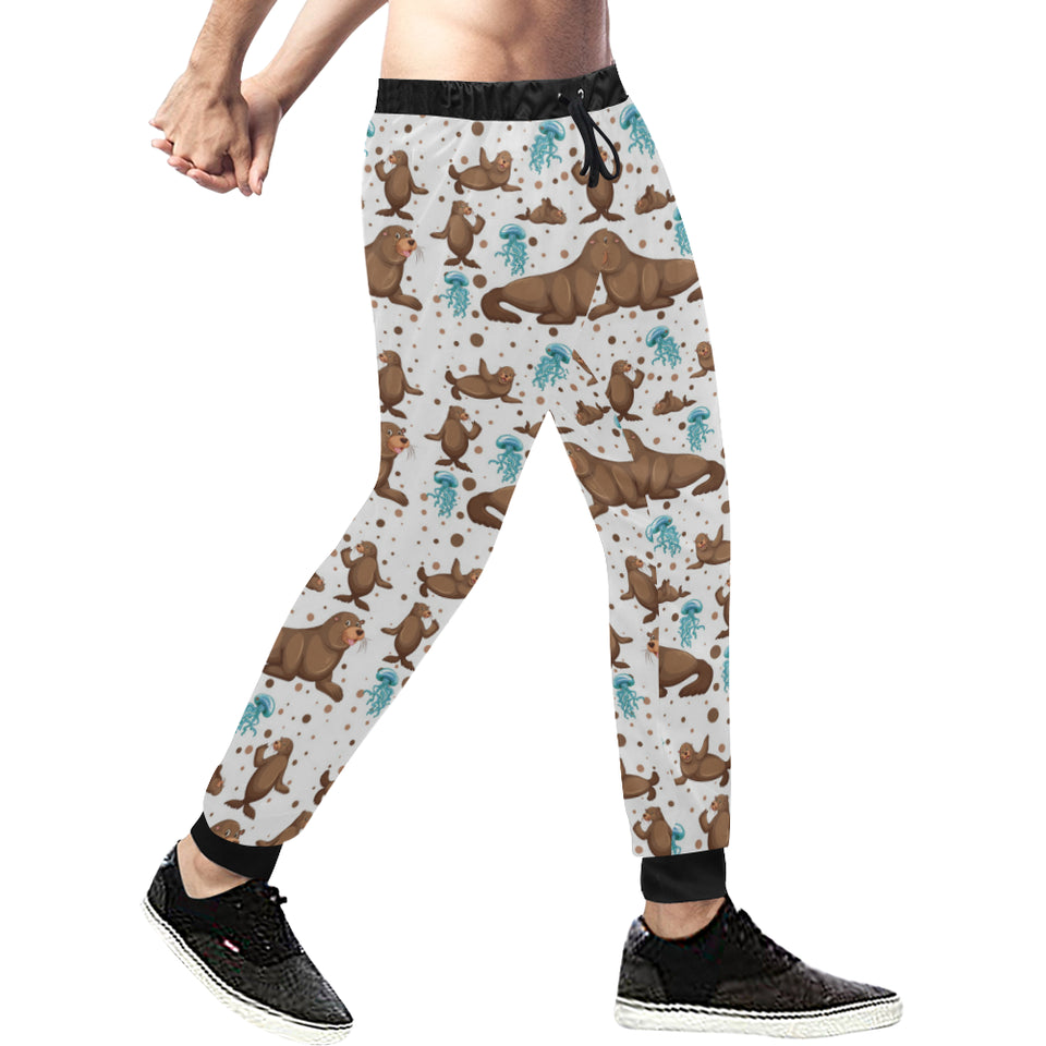 sea lion Seals jellyfish pattern Unisex Casual Sweatpants