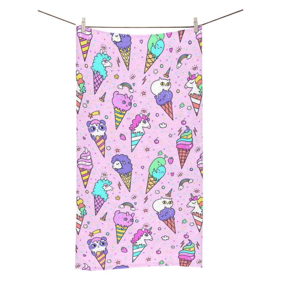 Cute ice cream cone animal pattern Bath Towel
