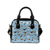 Beagle dog blue background pattern Shoulder Handbag