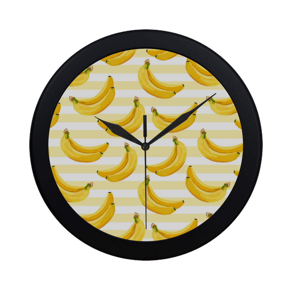Banana pattern blackground Elegant Black Wall Clock