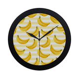 Banana pattern blackground Elegant Black Wall Clock