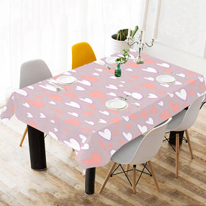 coral white heart pattern Tablecloth