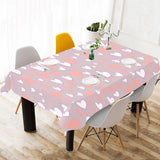 coral white heart pattern Tablecloth
