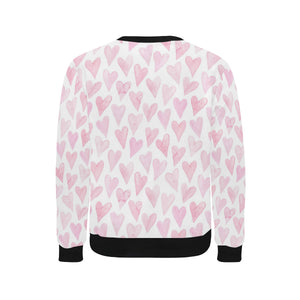 Watercolor pink heart pattern Men's Crew Neck Sweatshirt