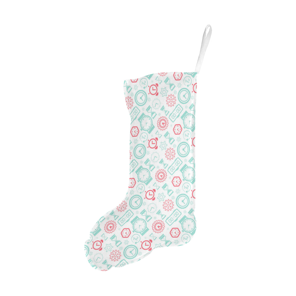 Clock time pattern blackground Christmas Stocking