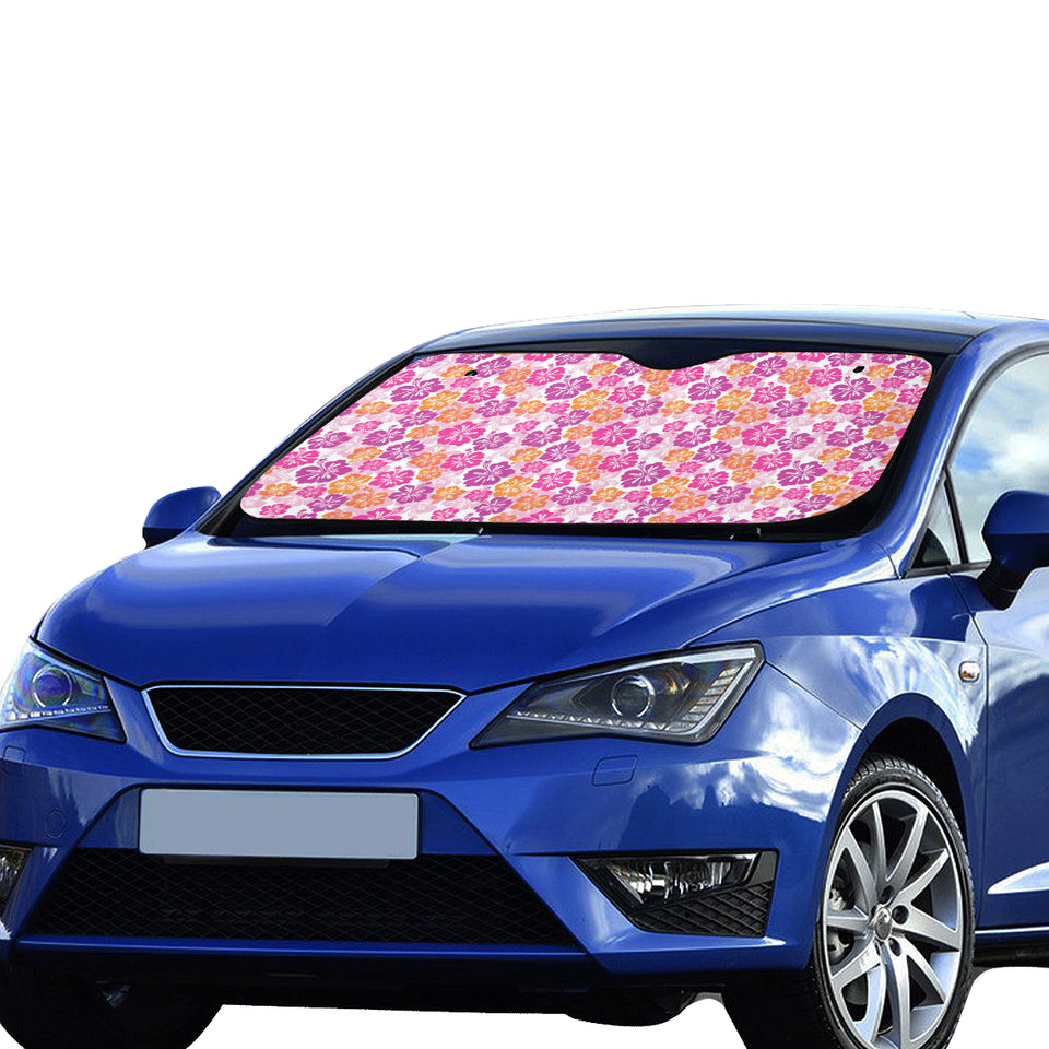 Hibiscus Pattern Print Design 01 Car Sun Shade