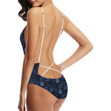 Blue Theme guitar pattern Women's One-Piece Swimsuit