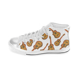Paint Guitar Pattern Women's High Top Canvas Shoes White