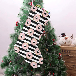 Donuts pink icing striped pattern Christmas Stocking