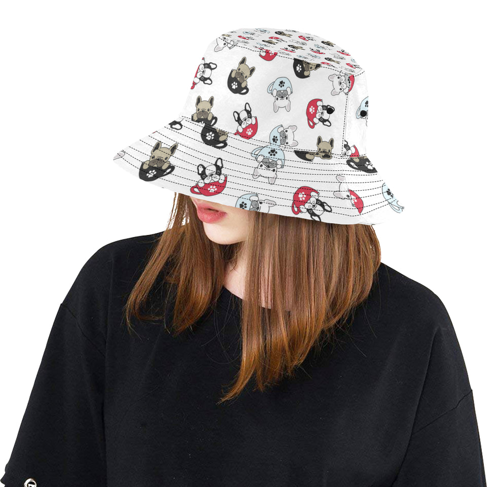 French bulldog cup paw pattern Unisex Bucket Hat