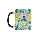 Cute parrot toucan flamingo cactus exotic leaves p Morphing Mug Heat Changing Mug