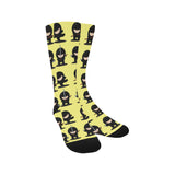 Cute ninja yellow background Crew Socks