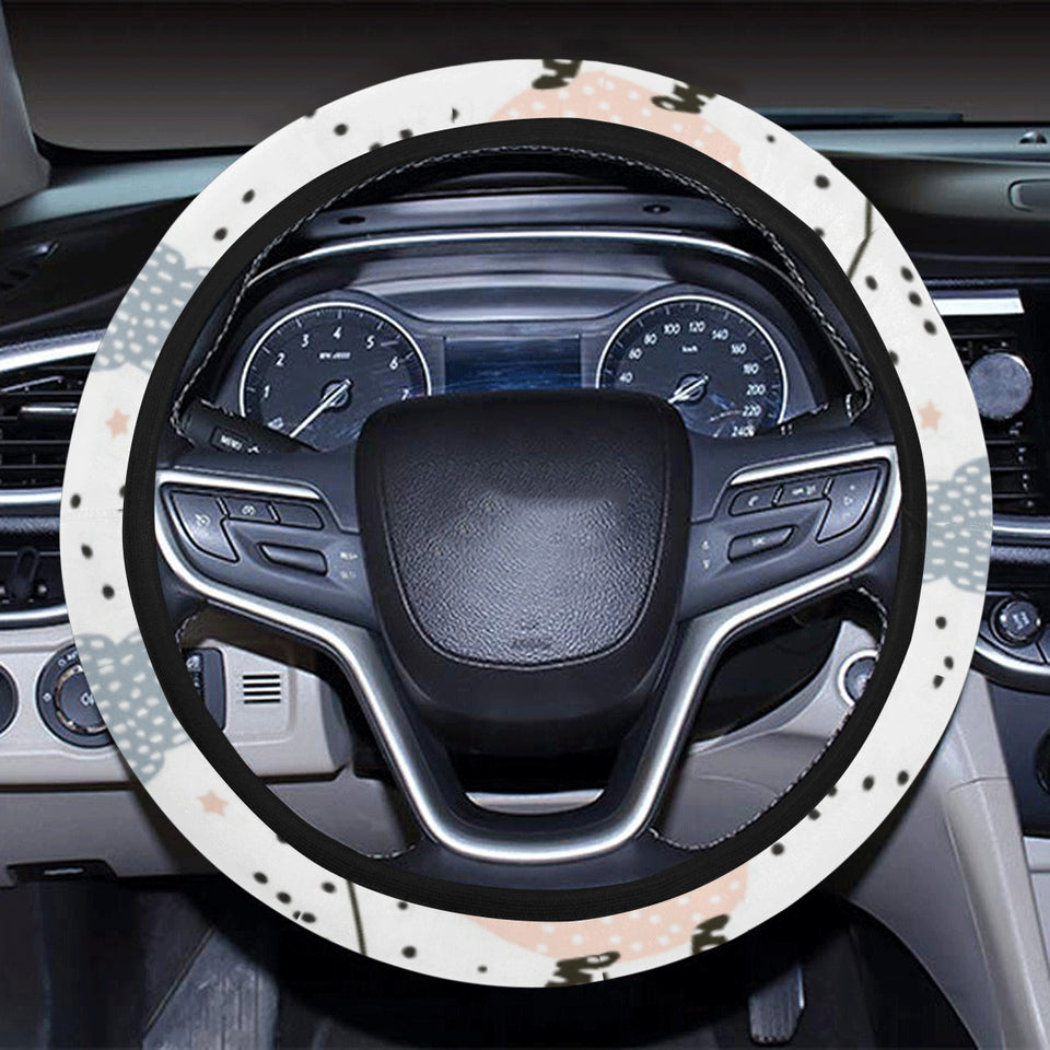 Polar bears star poka dot pattern Car Steering Wheel Cover