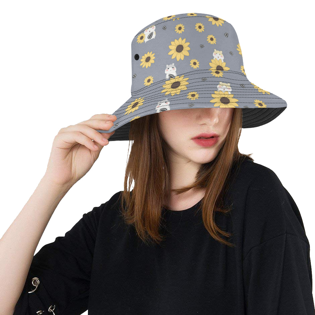 Cute hamster sunflower pattern background Unisex Bucket Hat