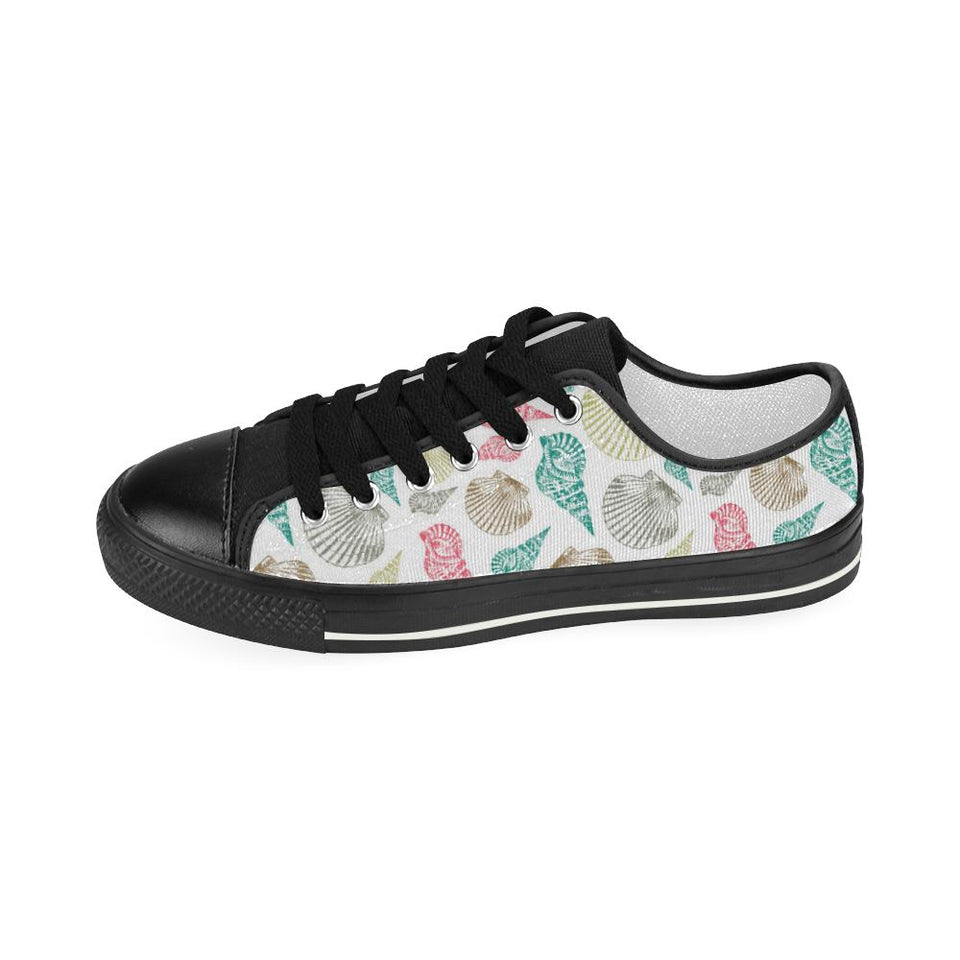 Colorful shell pattern Kids' Boys' Girls' Low Top Canvas Shoes Black
