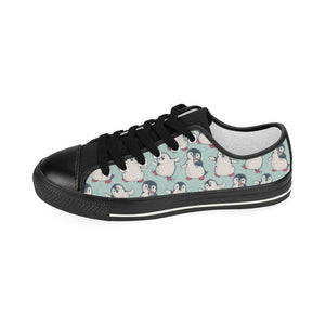 Cute Penguin pattern Kids' Boys' Girls' Low Top Canvas Shoes Black