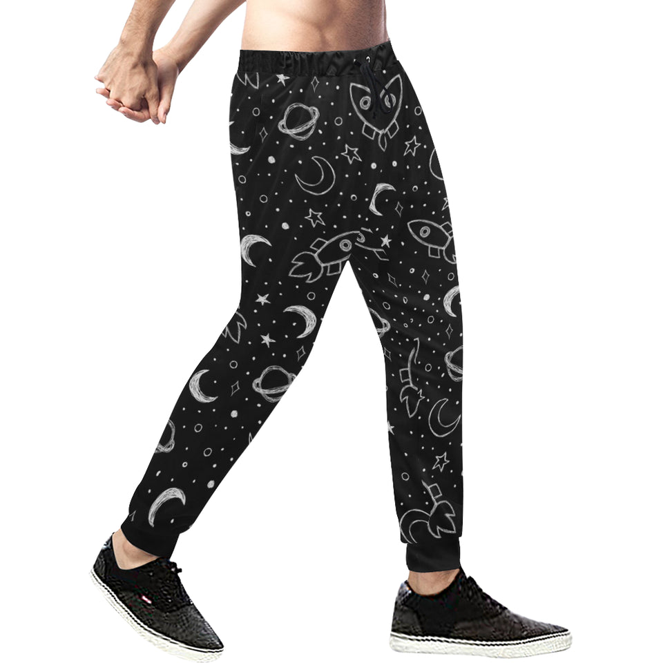 Hand drawn space rocket star planet Unisex Casual Sweatpants