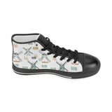 windmill pattern Women's High Top Canvas Shoes Black