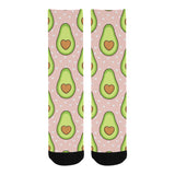 Avocado heart pink background Crew Socks
