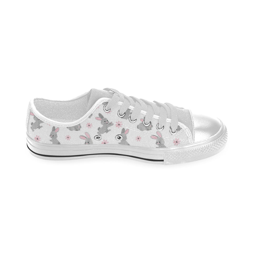 Watercolor cute rabbit pattern Men's Low Top Shoes White