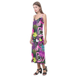 heart dot wave star creative design pattern V-Neck Open Fork Long Dress