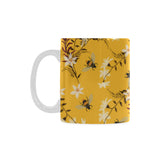 Bee flower pattern Classical White Mug (Fulfilled In US)