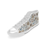 Cute nautical steering wheel anchor pattern Men's High Top Canvas Shoes White