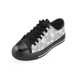 Rabbit cloud Pattern Men's Low Top Canvas Shoes Black