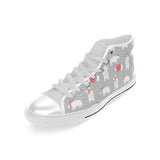Cute polar bear christmas snow pattern Men's High Top Canvas Shoes White