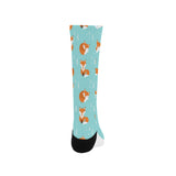 Fox pattern blue b ackground Crew Socks
