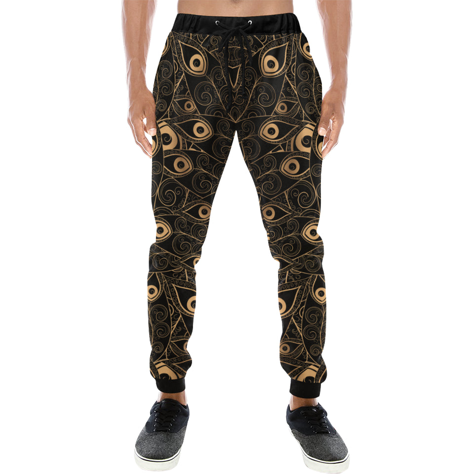 Gold peacock feather pattern Unisex Casual Sweatpants