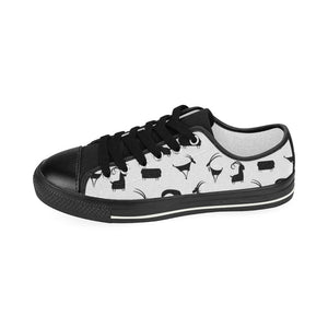Goat ram pattern Kids' Boys' Girls' Low Top Canvas Shoes Black