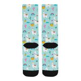 Llama alpaca cactus leaves pattern Crew Socks