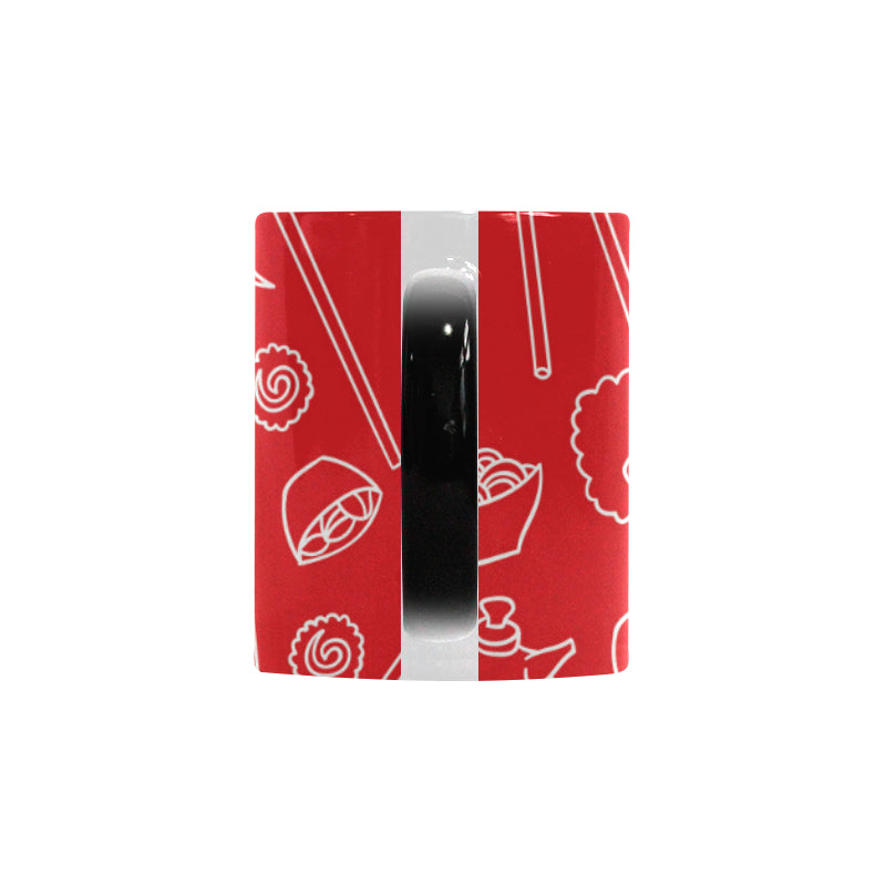sushi pattern red background Morphing Mug Heat Changing Mug