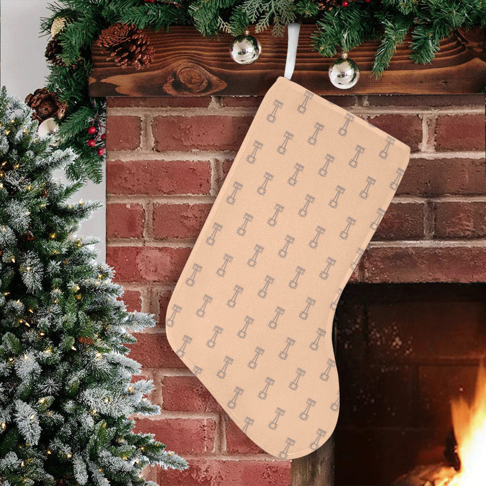 Engine Piston Cream Background Pattern Print Desig Christmas Stocking