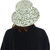 Hand drawn sketch style green Chili peppers patter Unisex Bucket Hat