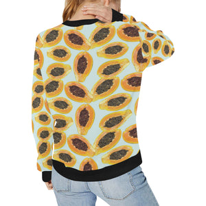 Watercolor papaya pattern Women's Crew Neck Sweatshirt