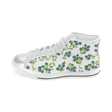 blueberry white background Women's High Top Canvas Shoes White