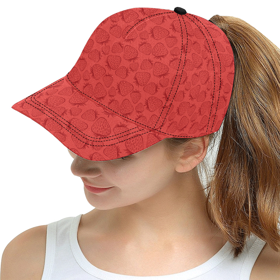 strawberry pattern red background All Over Print Snapback Cap