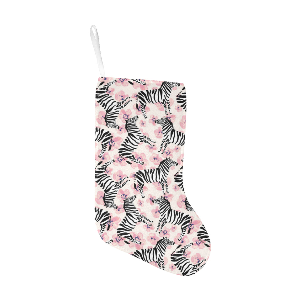 Zebra pink flower background Christmas Stocking