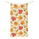 Maple leaf oak leaf acorns beige striped backgroun Bath Towel