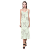 Little young goat pattern V-Neck Open Fork Long Dress