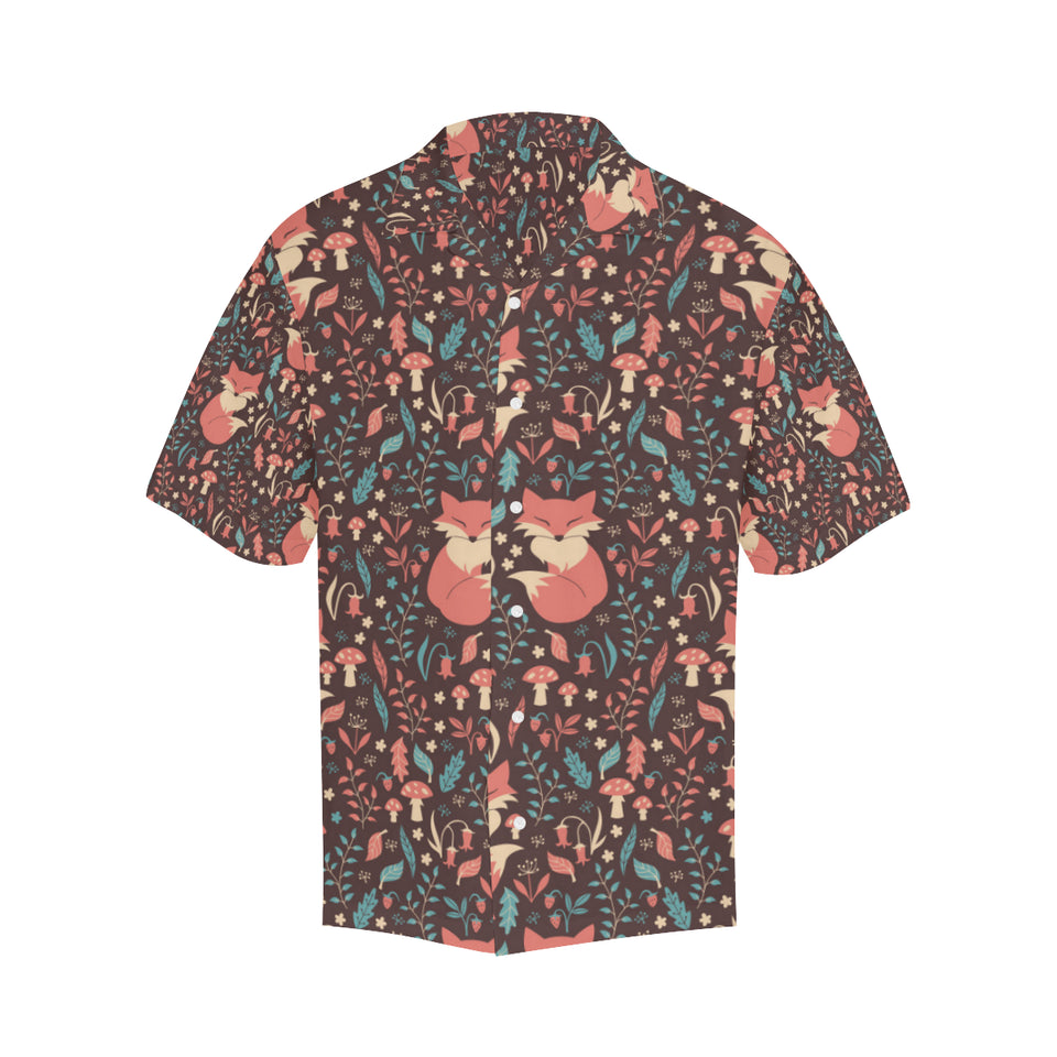 fox leaves mushroom pattern Men's All Over Print Hawaiian Shirt