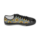 sunflowers ribbon background Kids' Boys' Girls' Low Top Canvas Shoes Black