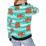 Octopuses sea wave background Women's Crew Neck Sweatshirt