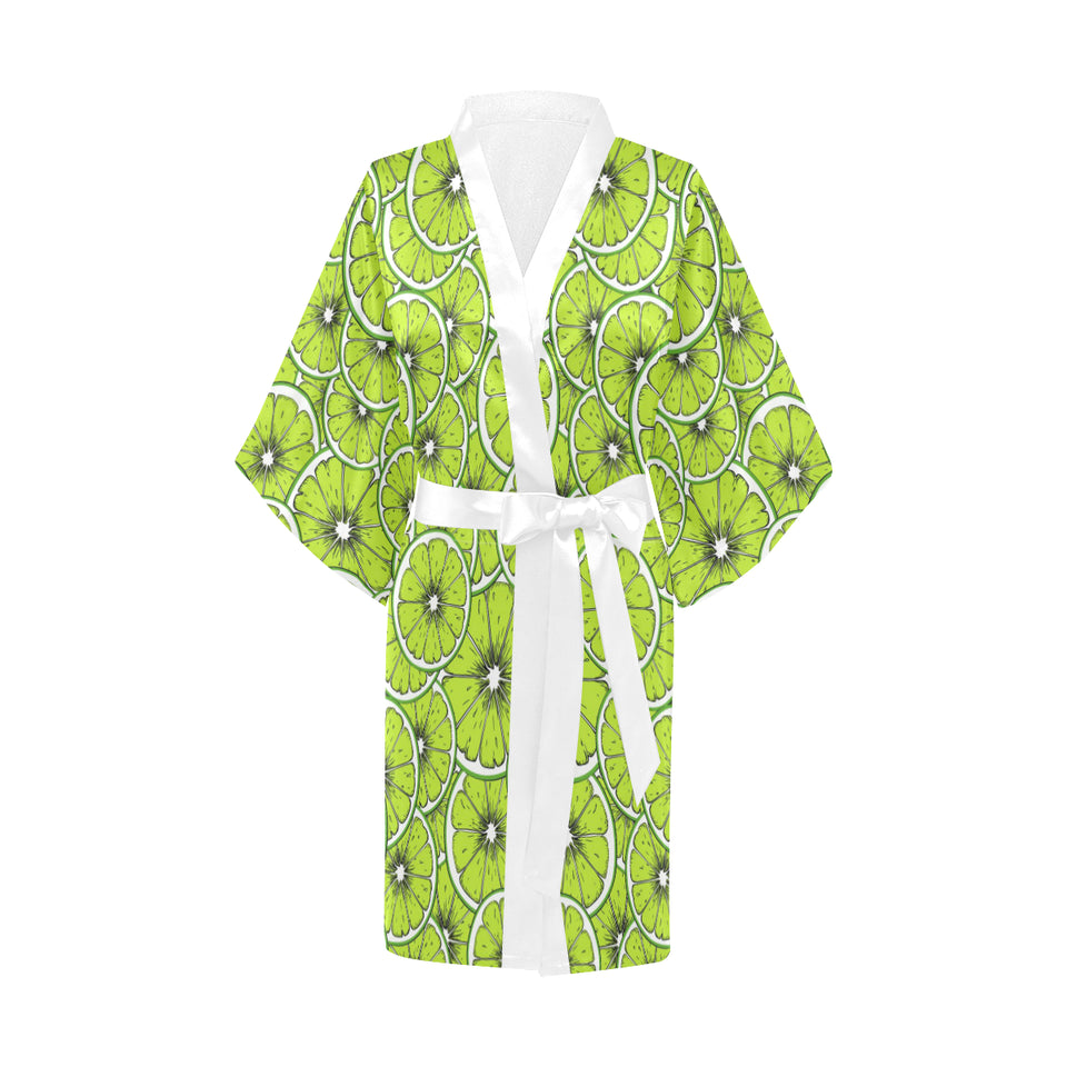 Slices of Lime design pattern Women's Short Kimono Robe