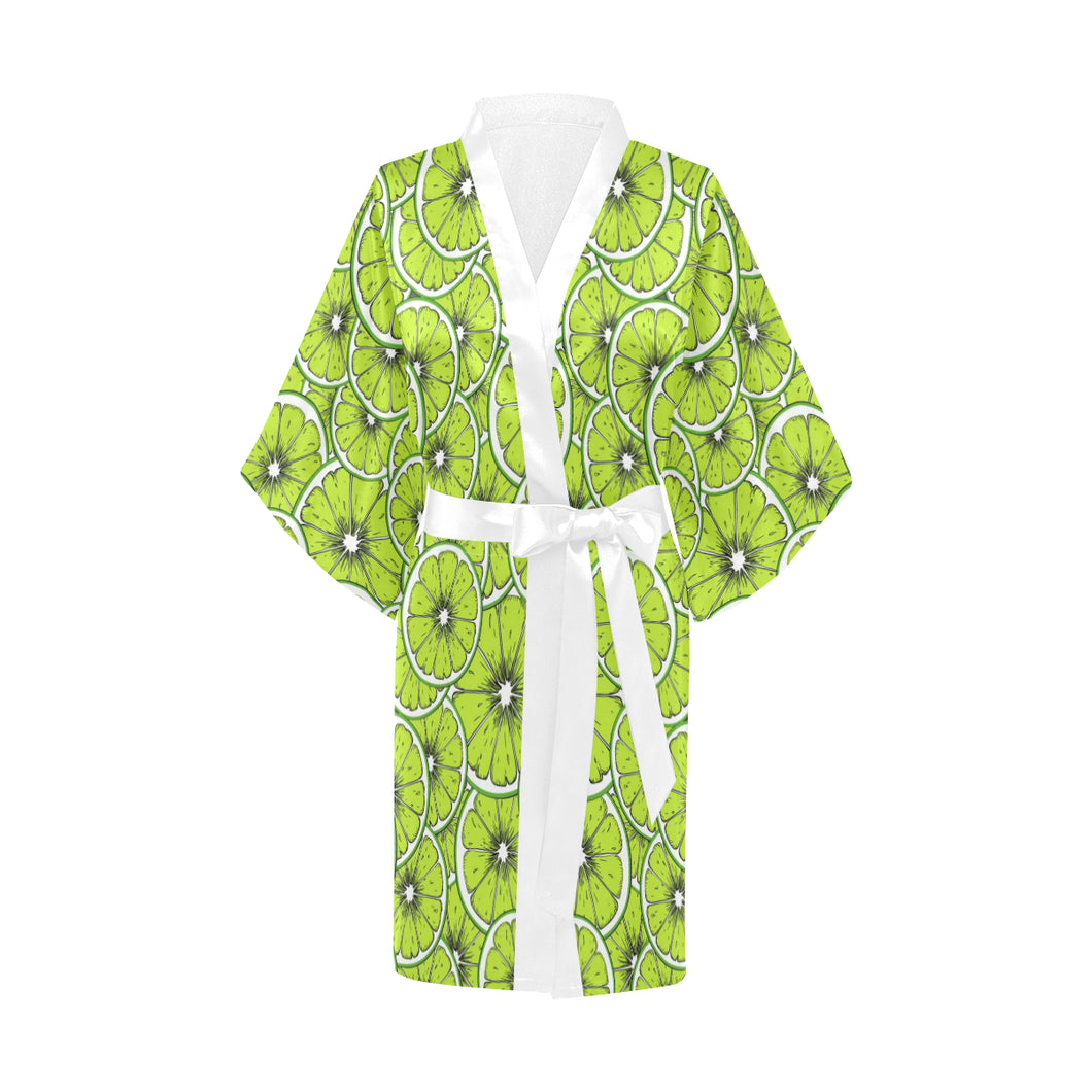 Slices of Lime design pattern Women's Short Kimono Robe
