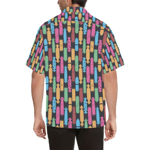 Skate Board Pattern Print Design 02 Men's All Over Print Hawaiian Shirt (Model T58)